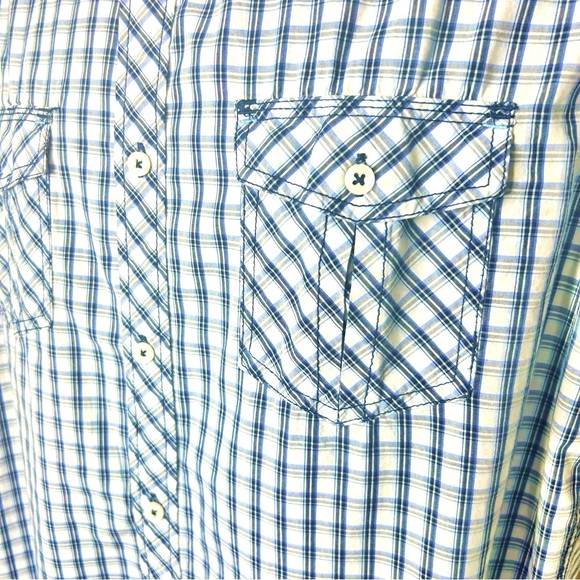 [PROJEKRAW] Men’s Original Brand Large Short Sleeve Plaid Button Down - Picture 7 of 8